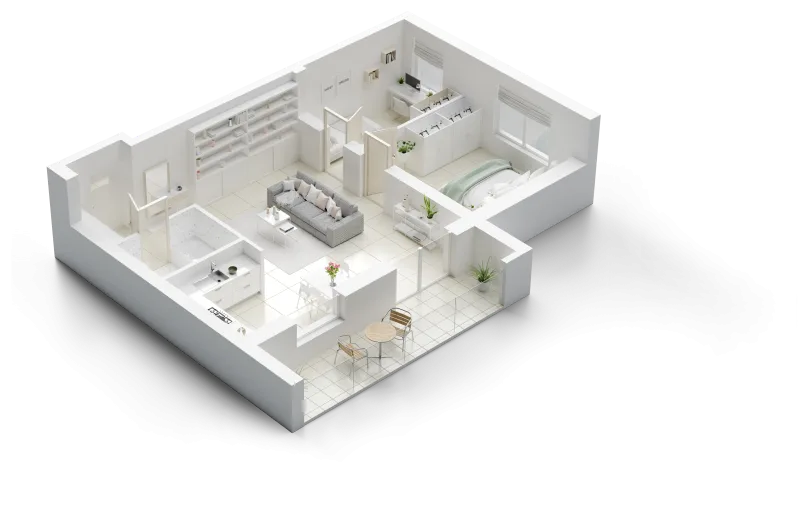 Vista isométrica del hogar protegido por ADT